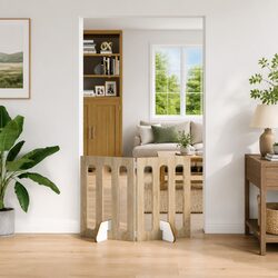Folding Pet Fence in Brown - Easy Setup