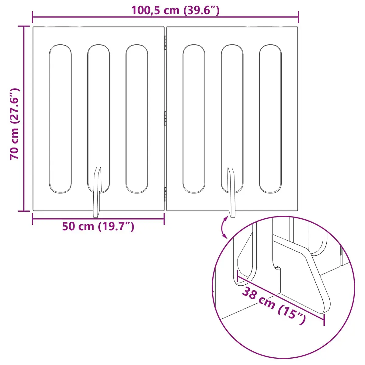 Folding Pet Fence Brown 2 Piece Indoor Dog Barrier Foldable Panel Gate Room Divider