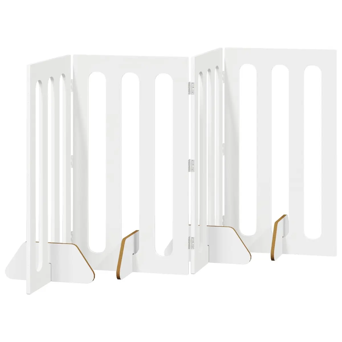 Folding Pet Fence White 4 Panels Foldable Dog Barrier Indoor Room Divider Gate