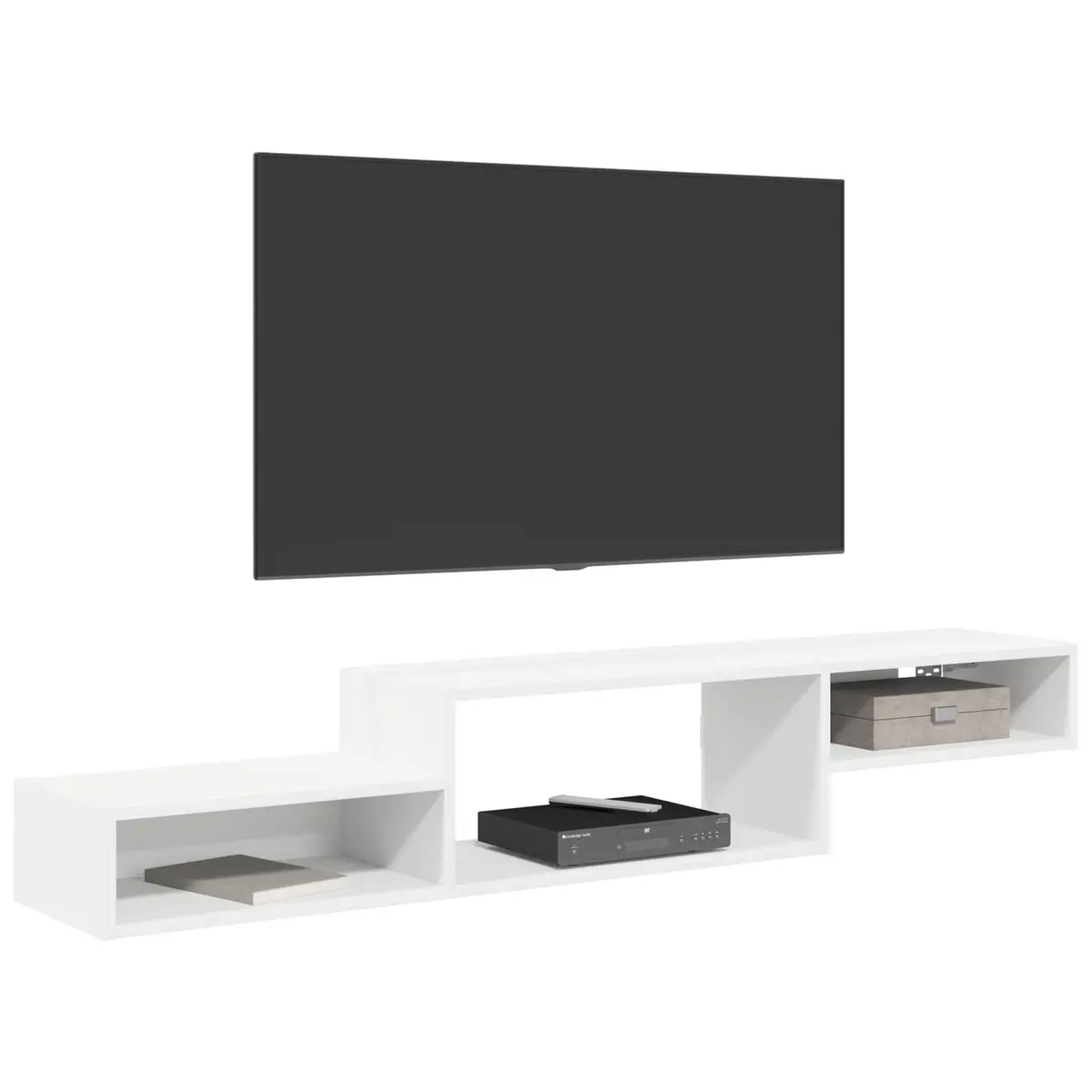 Wall-Mounted TV Cabinet Modern Storage Shelving Unit Living Room White 150cm