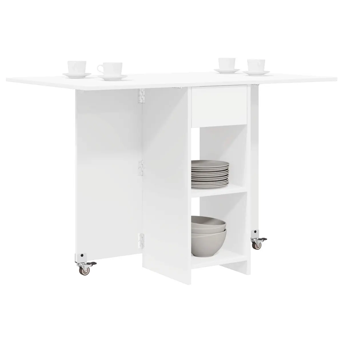 Dining Table 115 x 70 x 75 cm Engineered Wood White Kitchen Folding Tabletop