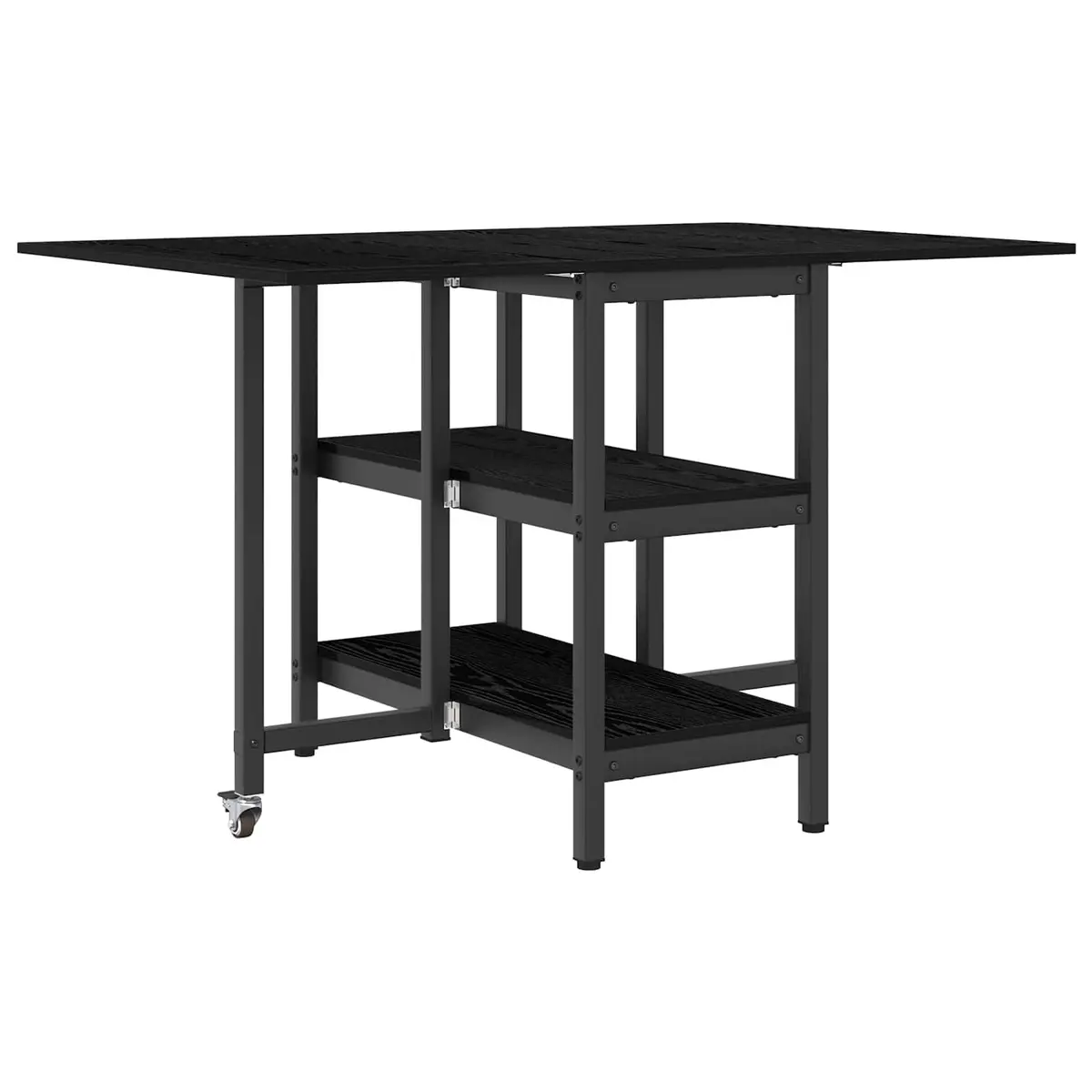 Dining Table Black Oak 122x80x76.5cm Engineered Wood Rectangle with Storage Shelves