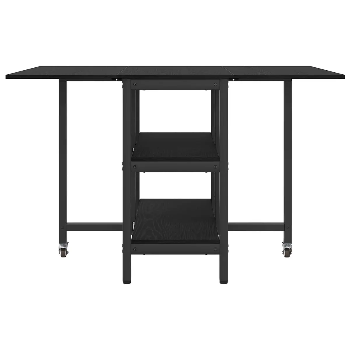 Dining Table Black Oak 122x80x76.5cm Engineered Wood Rectangle with Storage Shelves