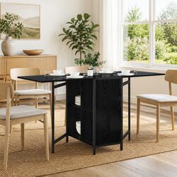 Compact and Extendable Dining Table in Black Oak