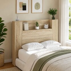 Compact Wall-Mounted Headboard Cabinet with LED Lighting