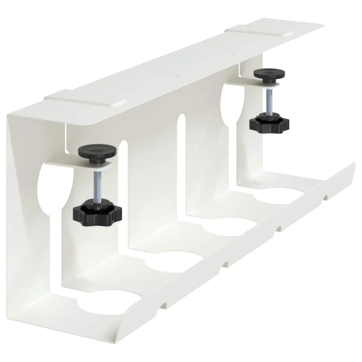 Cable Management Tray White 2 Piece Under Desk Organiser Clamp Screw Mount