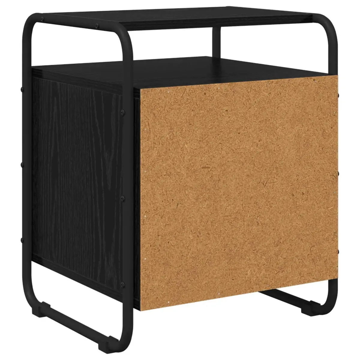 Bedside Cabinet Black Modern Engineered Wood Compact Storage Table