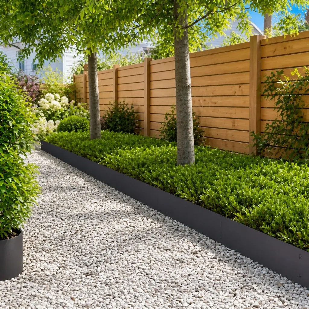 Steel Black Lawn Edging 10 Piece Flexible Interlocking Borders for Landscaping Outdoor