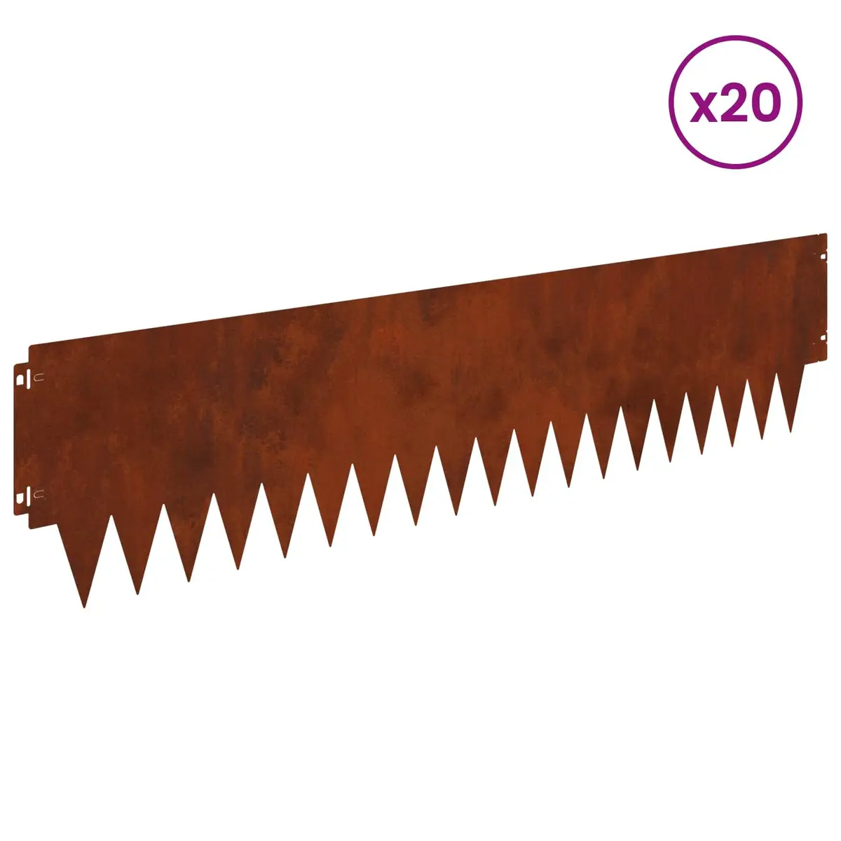 Steel Lawn Edging Brown 20 Piece Flexible Interlocking Garden Border