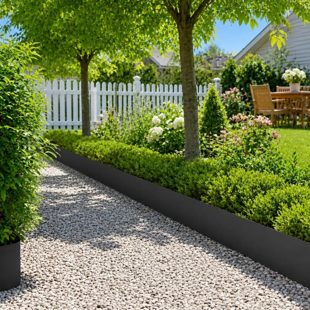 Steel Lawn Edging 20 Pieces Garden Border Flexible Interlocking Black Metal
