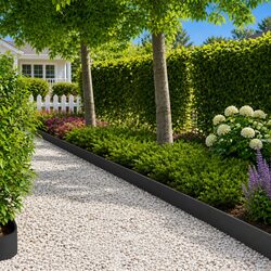 Garden Lawn Edging for You - 20 Steel Pieces 103 x 15 cm Black