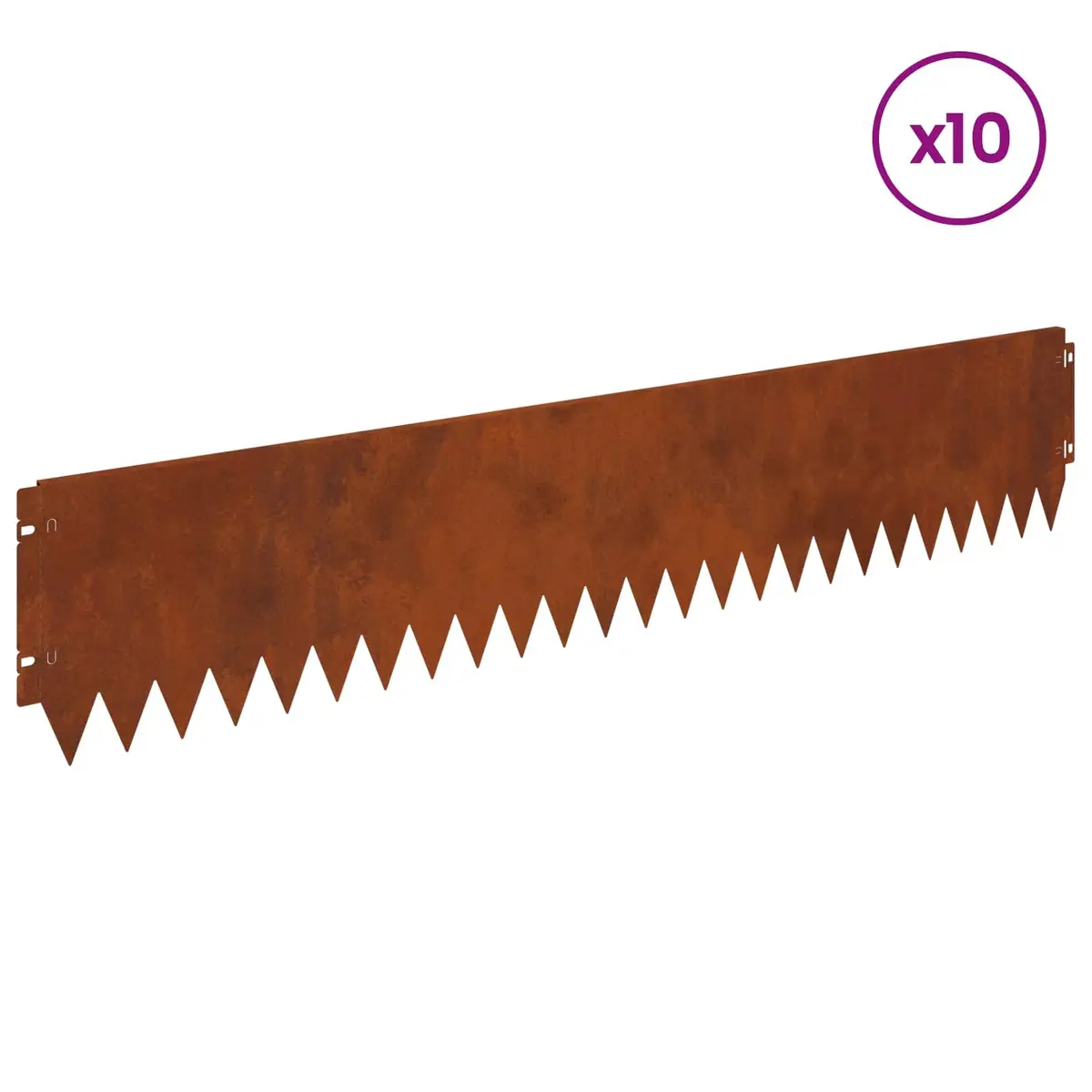 Lawn Edging Brown Rusty 103x20cm Bent Top Steel Border Edge 10 Piece