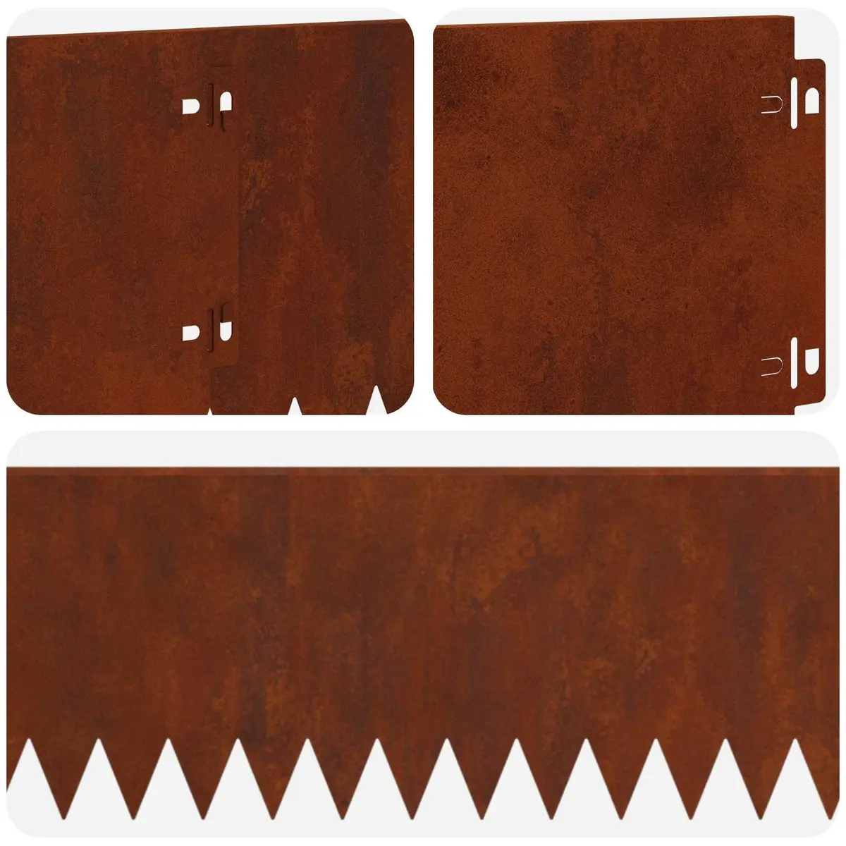 Lawn Edging Brown Rusty 103x20cm Bent Top Steel Border Edge 10 Piece