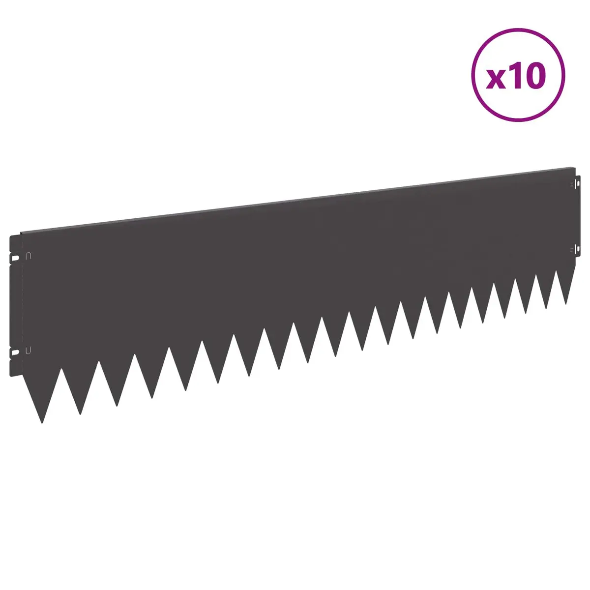 Garden Lawn Edging Black 10 Piece Steel Border Edge Bent Top 103x25cm