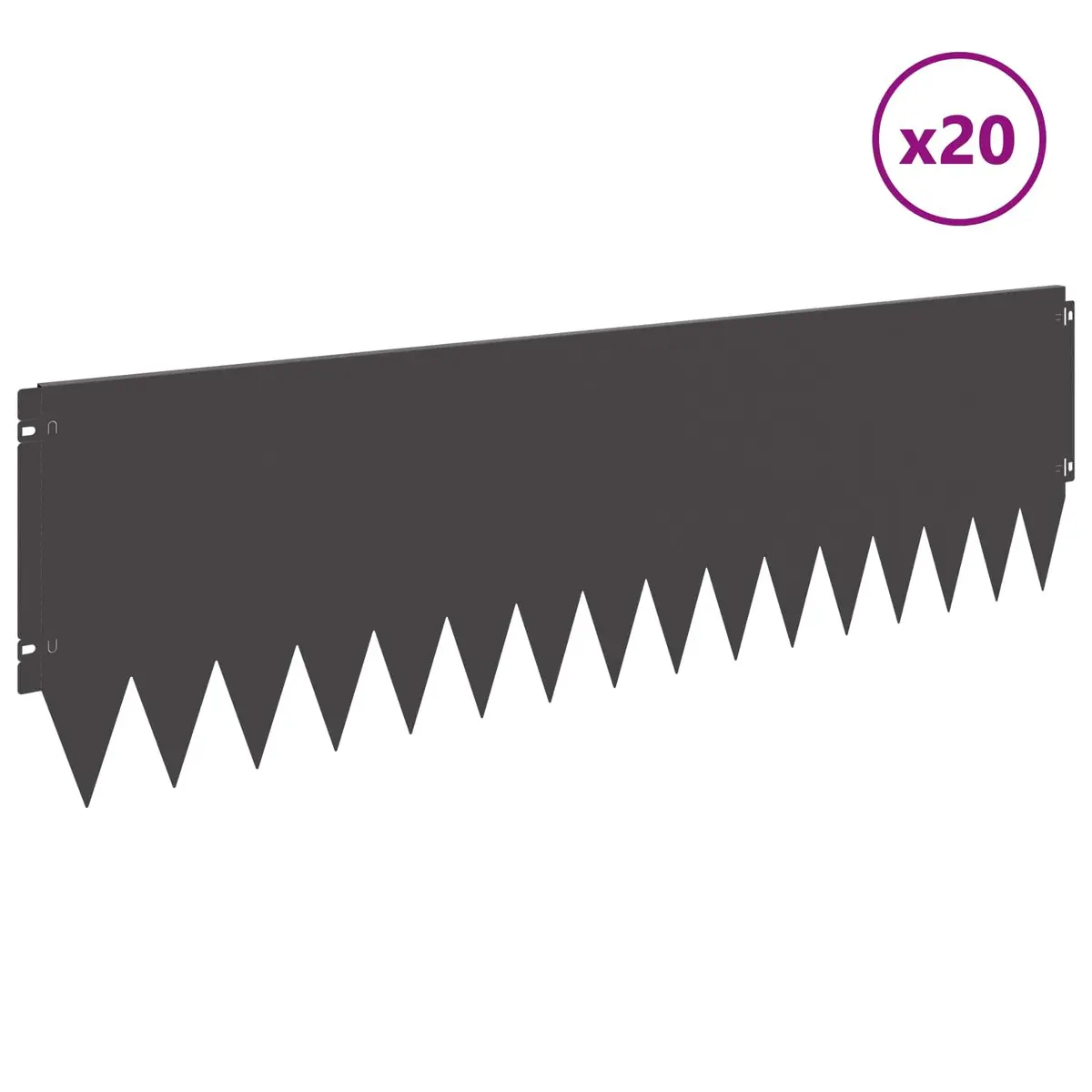Garden Lawn Edging 20 Pieces 103cm x 30cm Steel Black Landscape Border