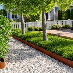 Garden Lawn Edging with Top Fold 10pcs 103x15cm Steel Rusty Border Landscape