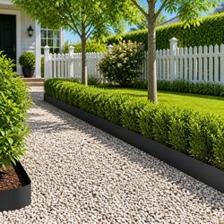 Garden Lawn Edging Steel 10 pcs 103 x 20 cm Black Landscape Border Outdoor