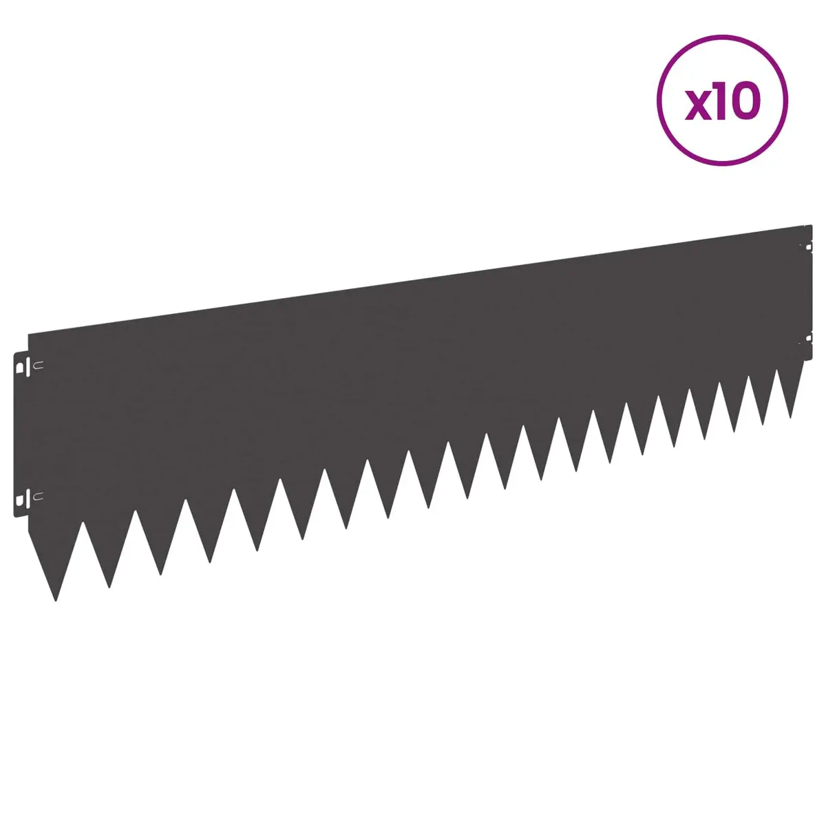 Garden Lawn Edging 10 pcs 103x25cm Steel Border Fence Flower Bed Path Edge Black