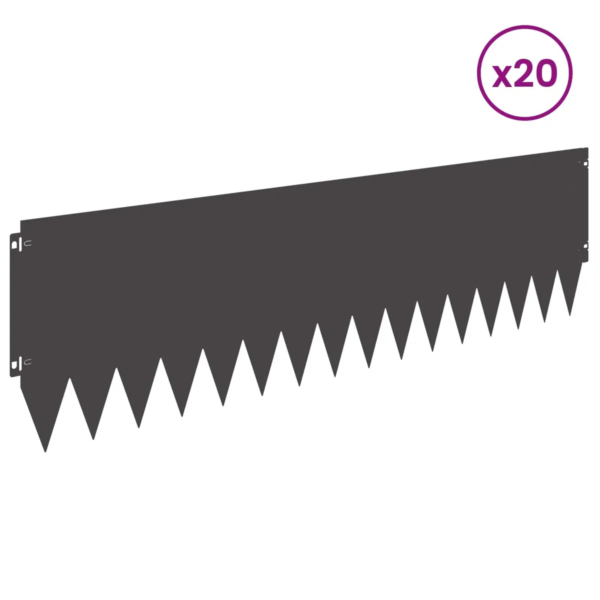 Lawn Edging Black 103x30cm Top Fold Steel Garden Border 20 Piece