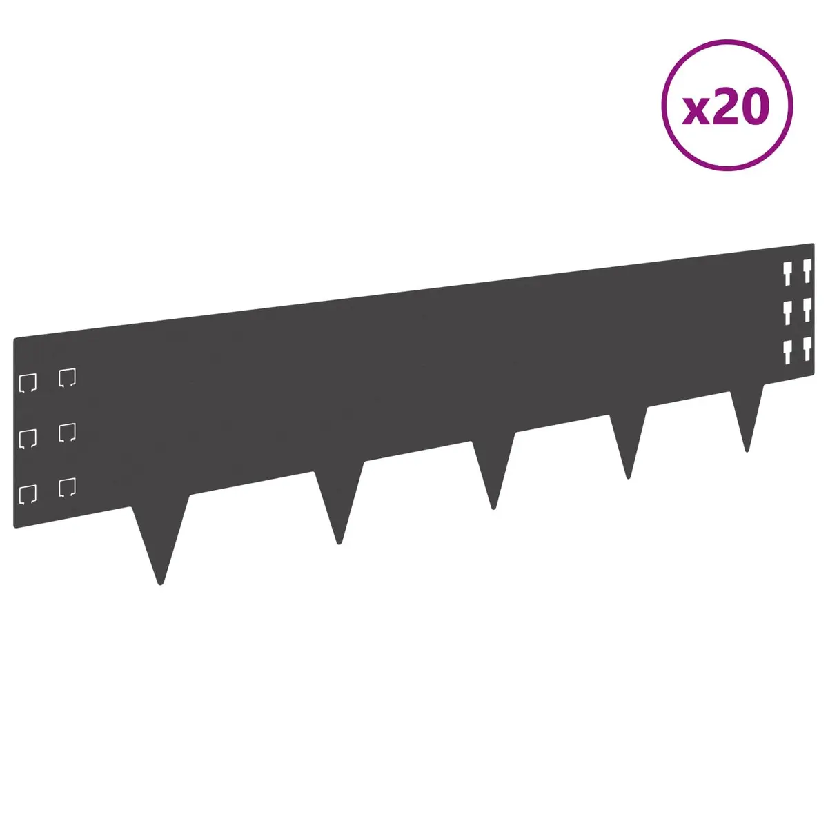 Garden Lawn Edging Steel Black Flexible 20 Piece Landscape Boundary