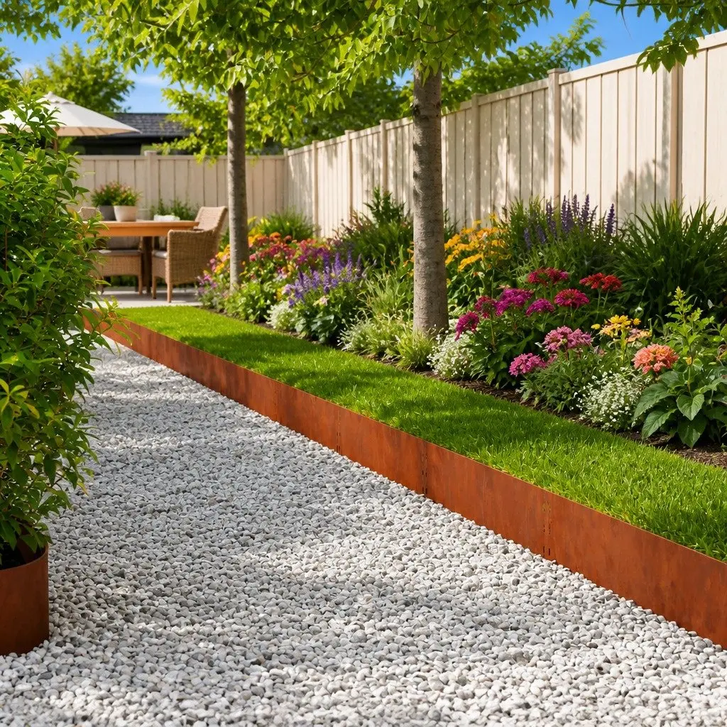 Garden Lawn Edging Steel Brown 100x25cm Flexible Landscape Border