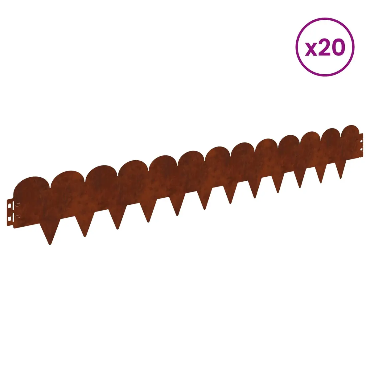 Garden Lawn Edging Brown 103x15cm Steel Border Edge Sharp and Round Top