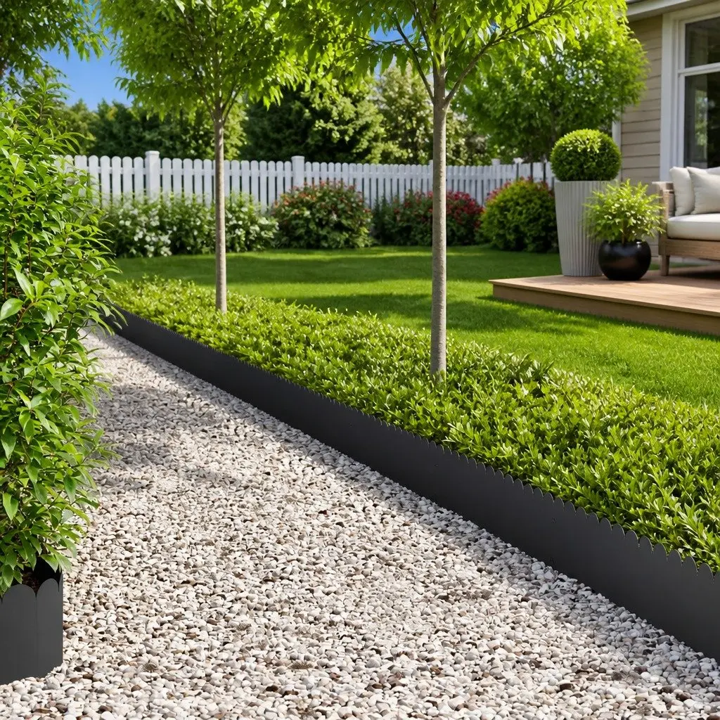 Garden Lawn Edging Black 103x25cm Steel Flexible Border