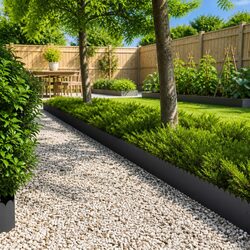 Garden Lawn Edging Border 20 Pieces Steel Black Flexible Landscape Outdoor 103cm