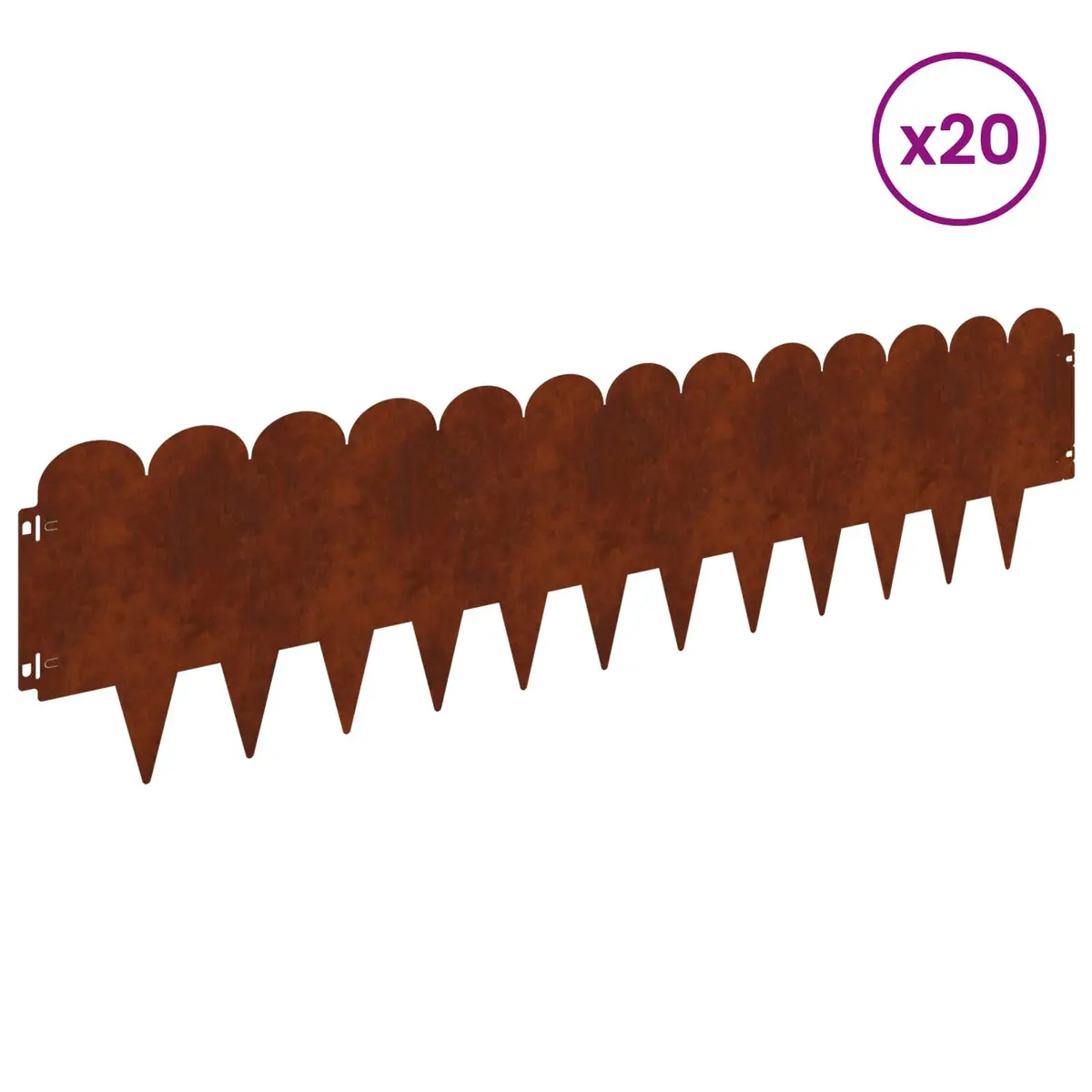 Garden Lawn Edging Steel 20 Pieces Landscape Border Outdoor Rusty Brown Flexible