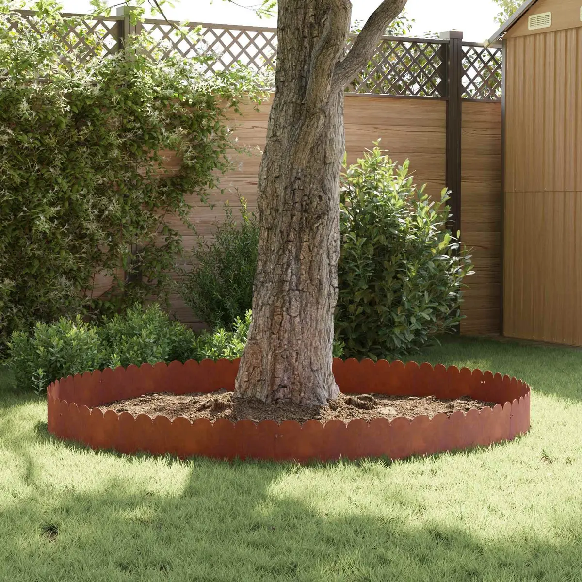 Garden Lawn Edging Steel 20 Pieces Landscape Border Outdoor Rusty Brown Flexible