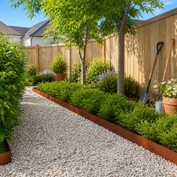 Garden Lawn Edging in Rusty Brown – 20 Piece Steel Set