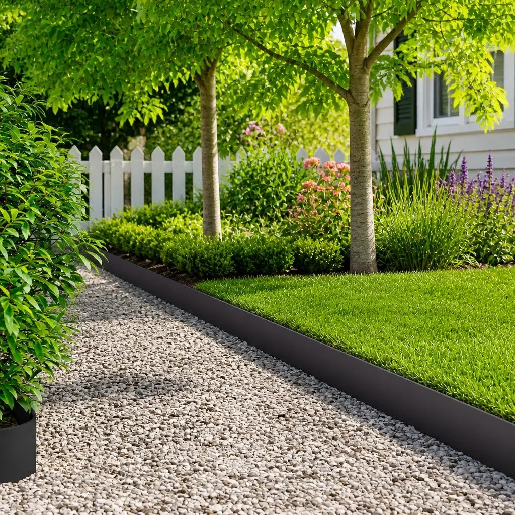 Garden Lawn Edging Border Black 10 Piece Flexible Steel Landscape Barrier