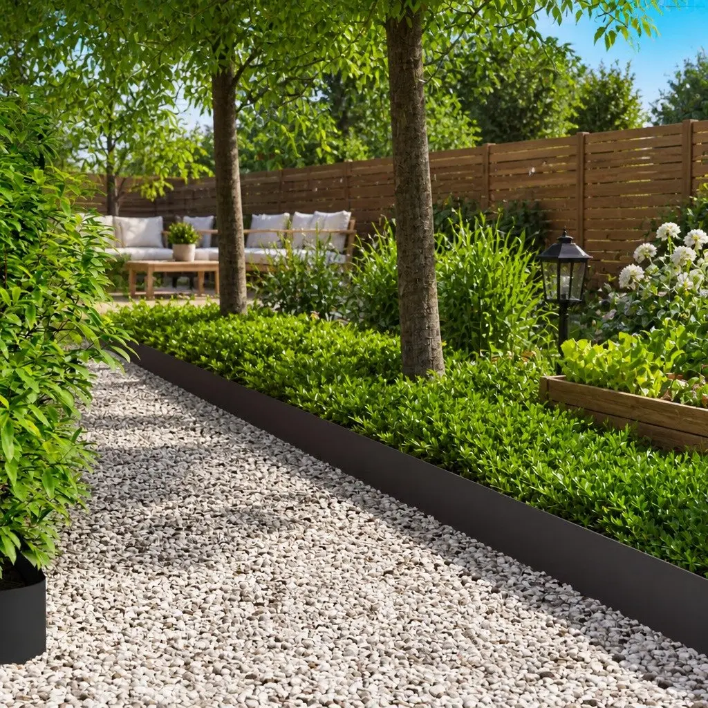 Garden Edging Border Black Steel Flexible Landscape Barrier 20 Piece