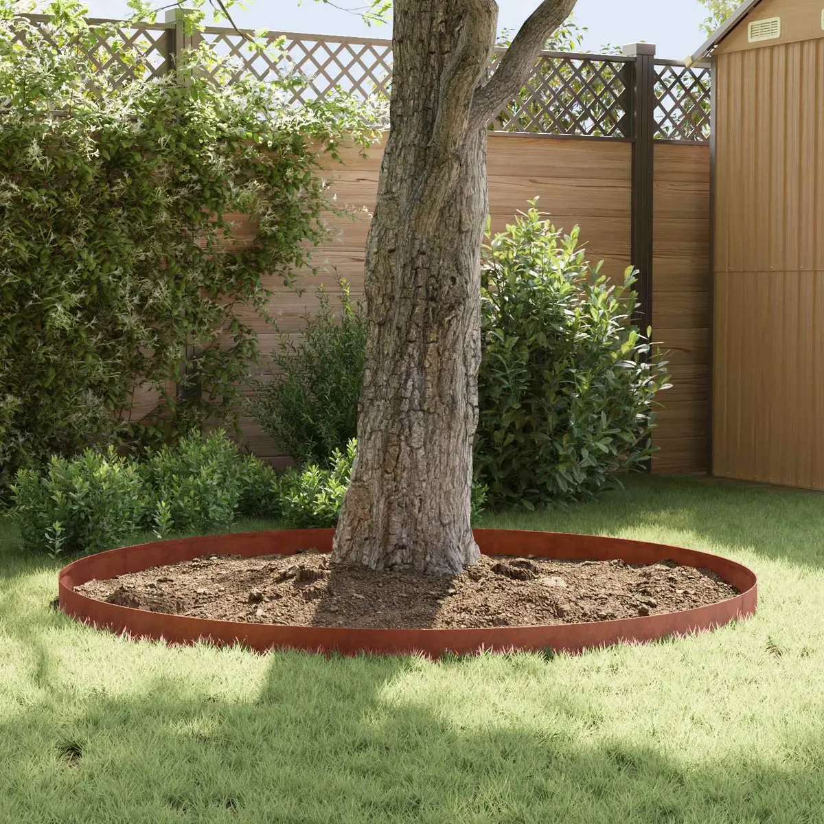 Garden Lawn Edging Brown 100x15cm Steel Border Edge with Top Fold