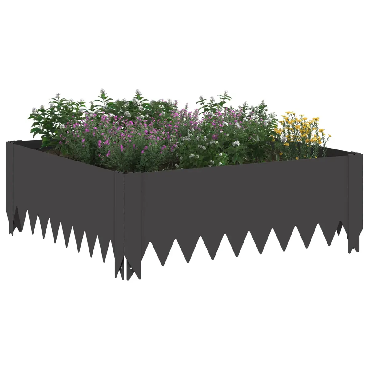 Steel Garden Lawn Edging Border 60x60x20cm Landscape Pathway Black