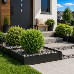 Steel Lawn Edging Set in Black - 4 Pieces for Your Garden