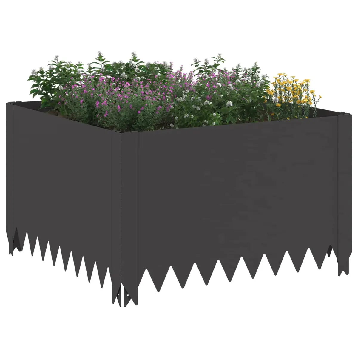Steel Garden Border Edging 60x60x35cm Landscape Lawn Bed Pathway Barrier Black