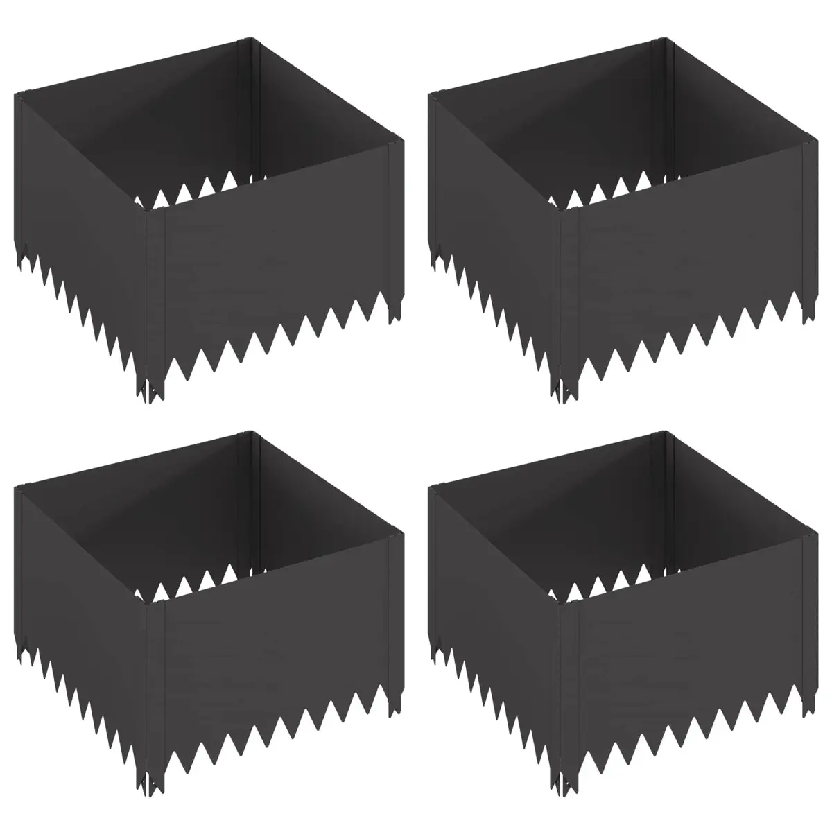 Garden Lawn Edging Steel Border 4 Pack Black Landscape Bed Pathway Fence