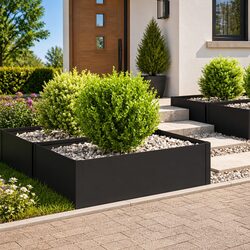 Steel Garden Lawn Edging Border 4 Pieces Black Landscape Path Bed Barrier
