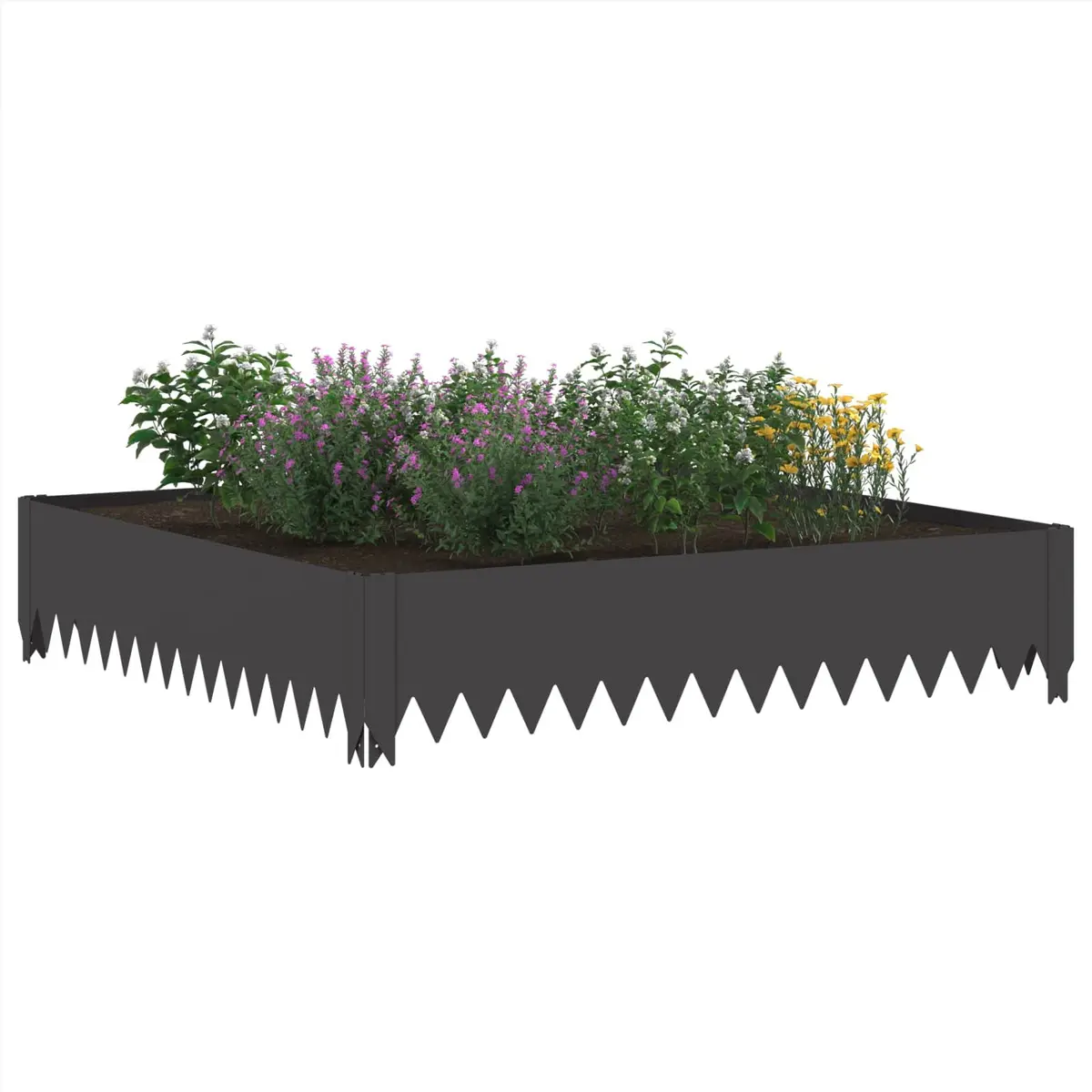 Garden Lawn Edging Border Black Steel 100x100x20cm Durable Landscape Barrier