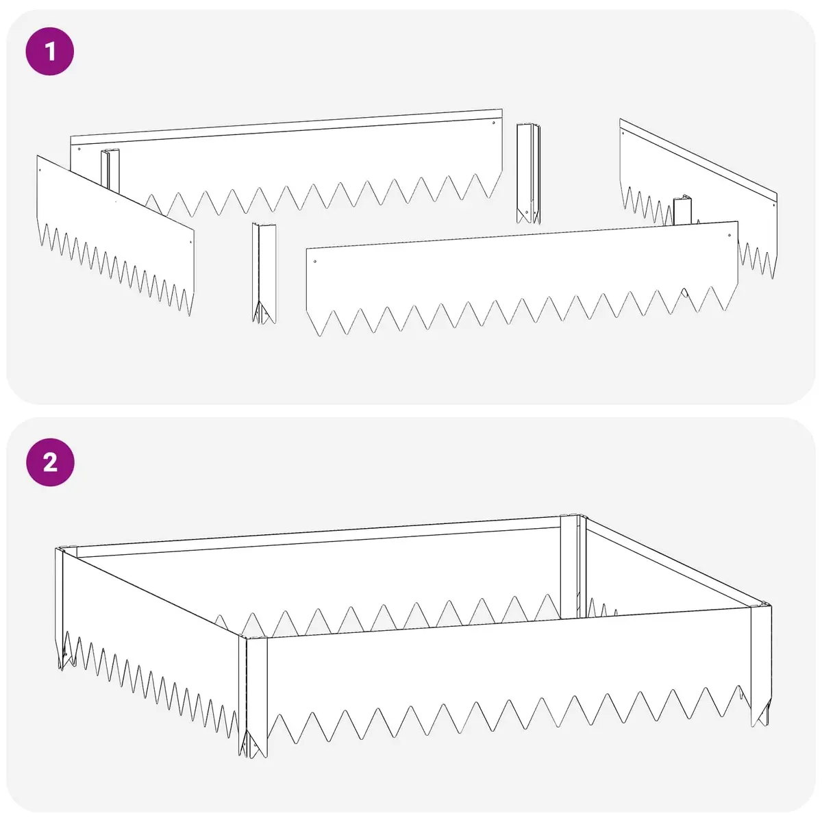 Garden Lawn Edging Border Black Steel 100x100x20cm Durable Landscape Barrier