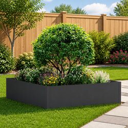 Garden Lawn Edging Steel Border 100x100x35cm Landscape Pathway Bed Divider Black