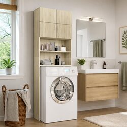 Washing Machine Cabinet Sonoma Oak Storage Cupboard Bathroom Laundry Organizer