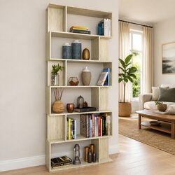 Concise Brown Book Cabinet with Room Dividing Features