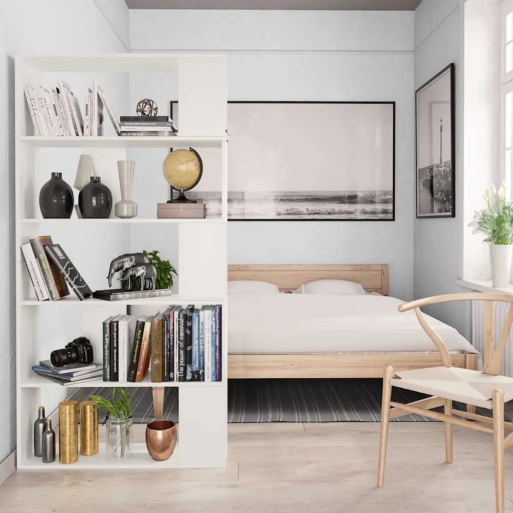 Book Cabinet White 80x24x159 cm Freestanding Storage Unit Room Divider