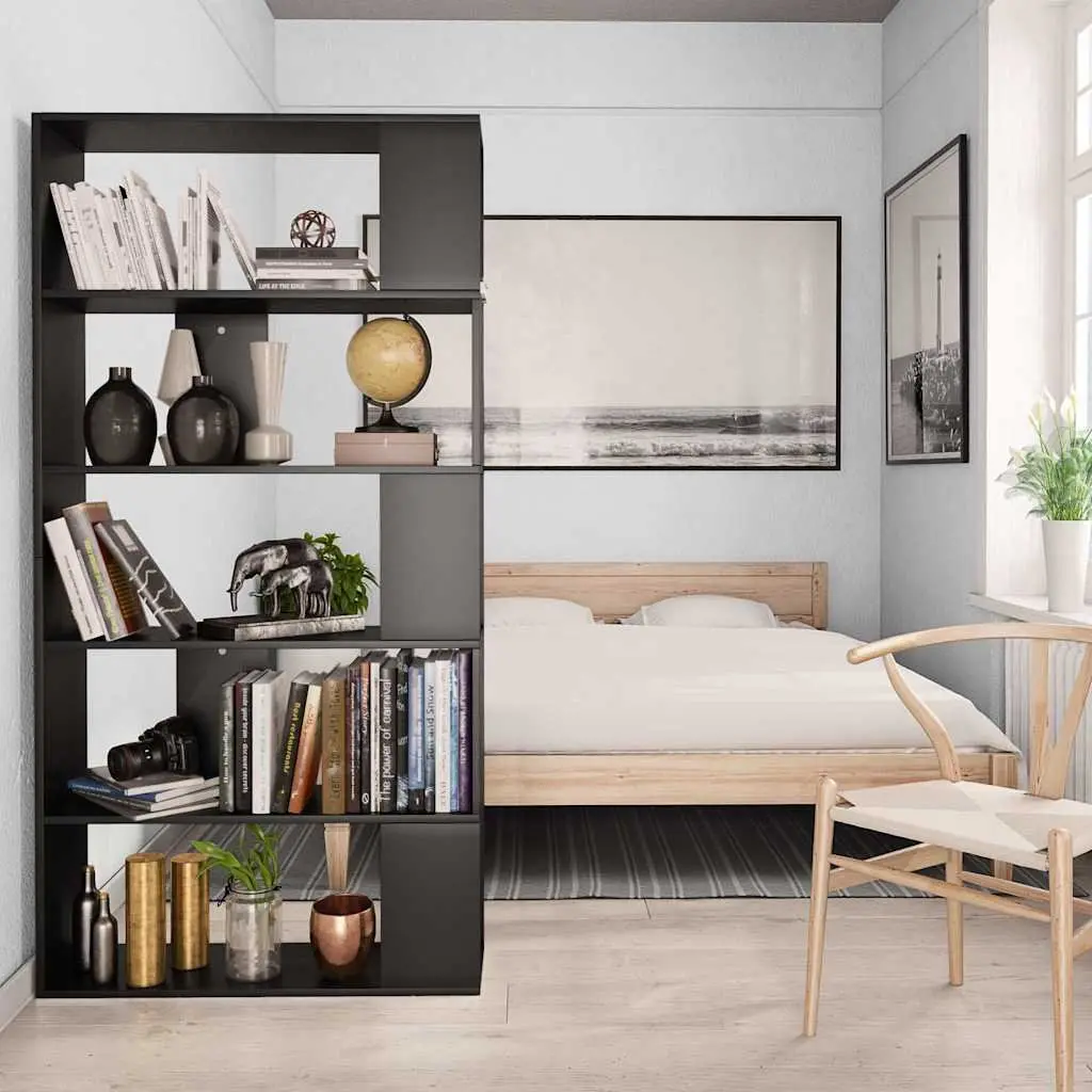 Book Cabinet Black 80x24x159cm Room Divider 5 Compartments