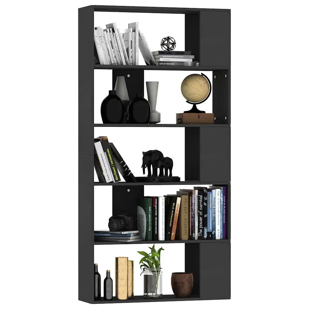 Book Cabinet Black 80x24x159cm Room Divider 5 Compartments
