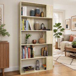 Brown Book Cabinet with 5 Storage Compartments