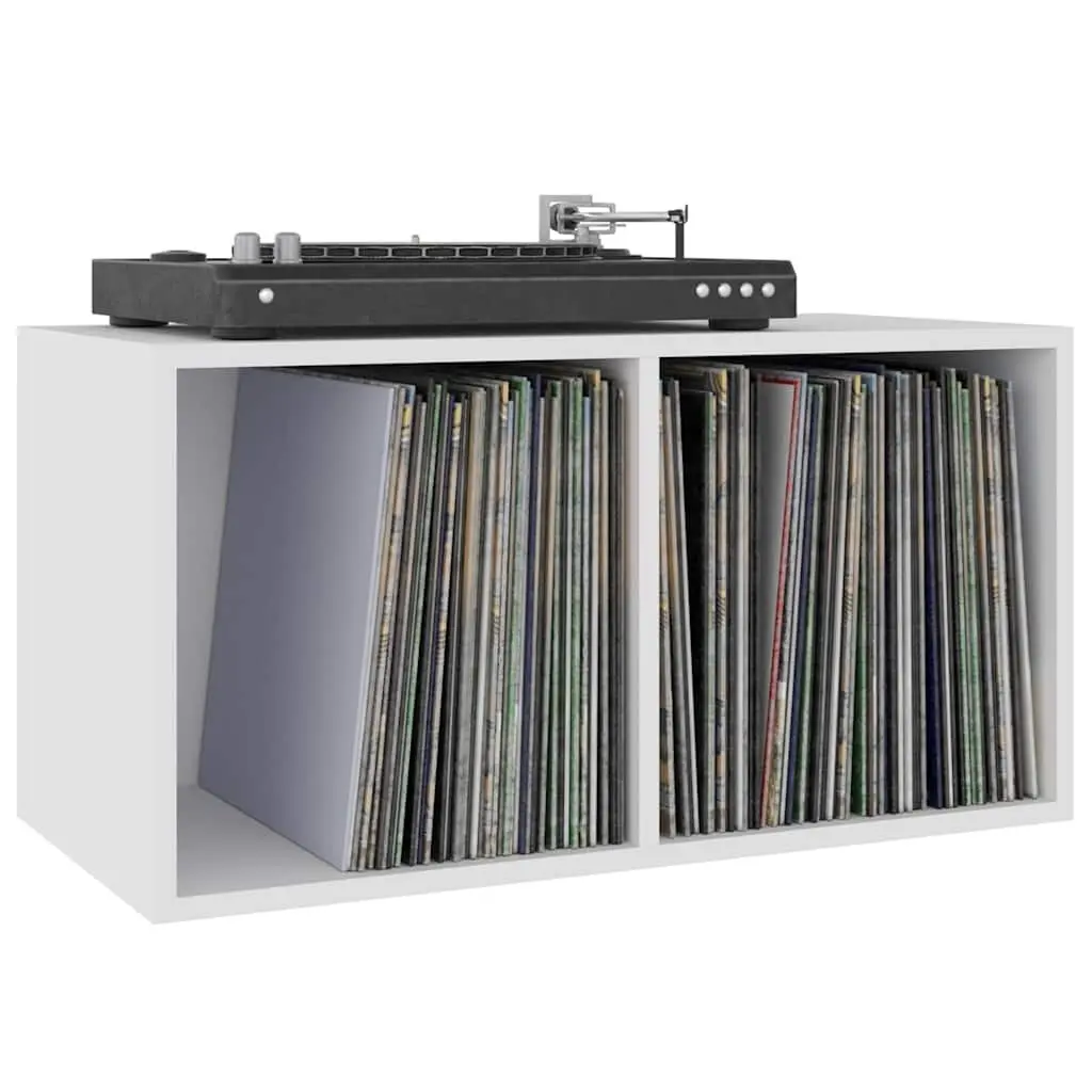 Vinyl Storage Box White 71x34x36cm LP Record Cabinet Media Storage Unit