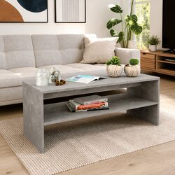 Sleek Grey Coffee Table with Open Shelf Feature
